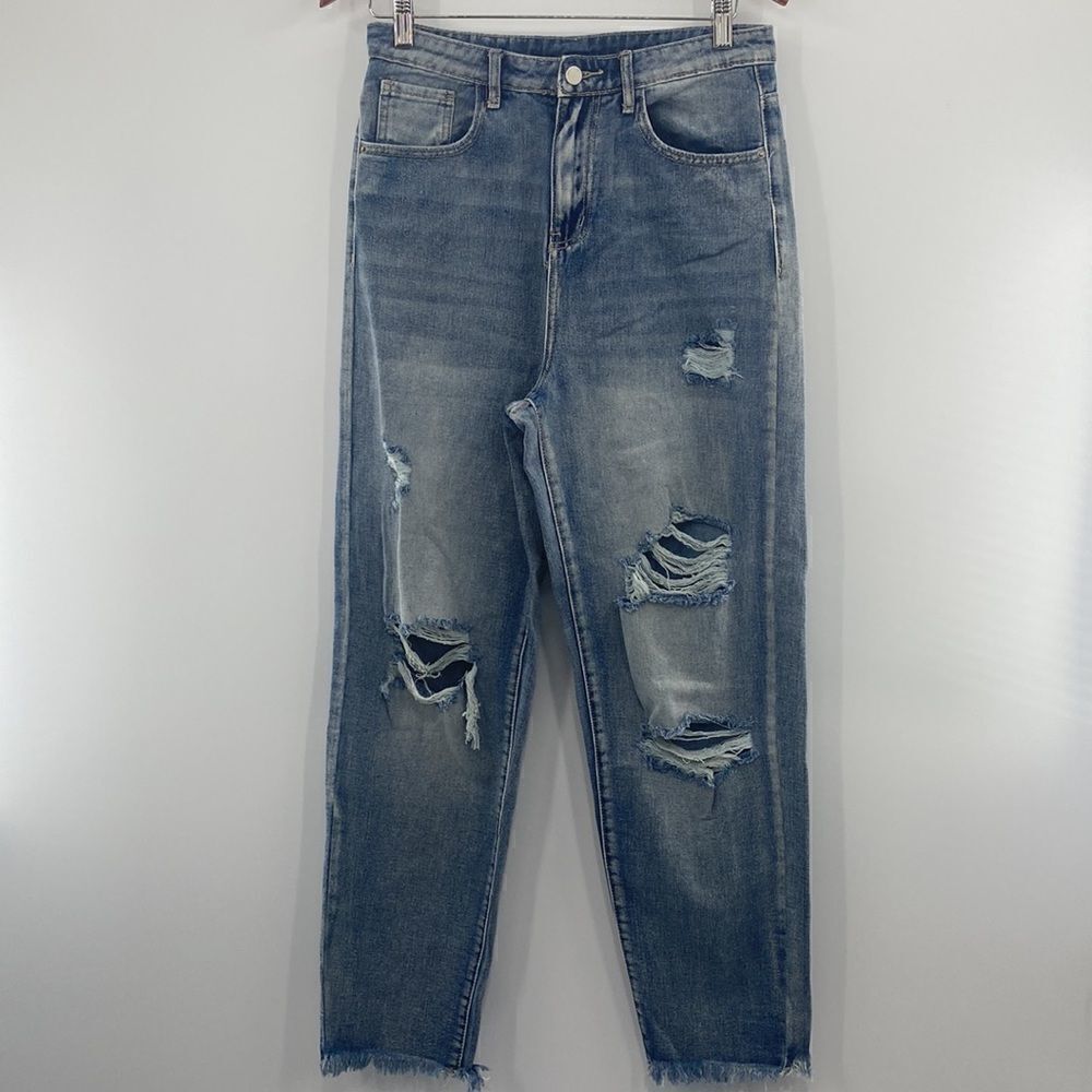 3For$20 Shein Wide Leg Jeans Blue Ripped style size Medium